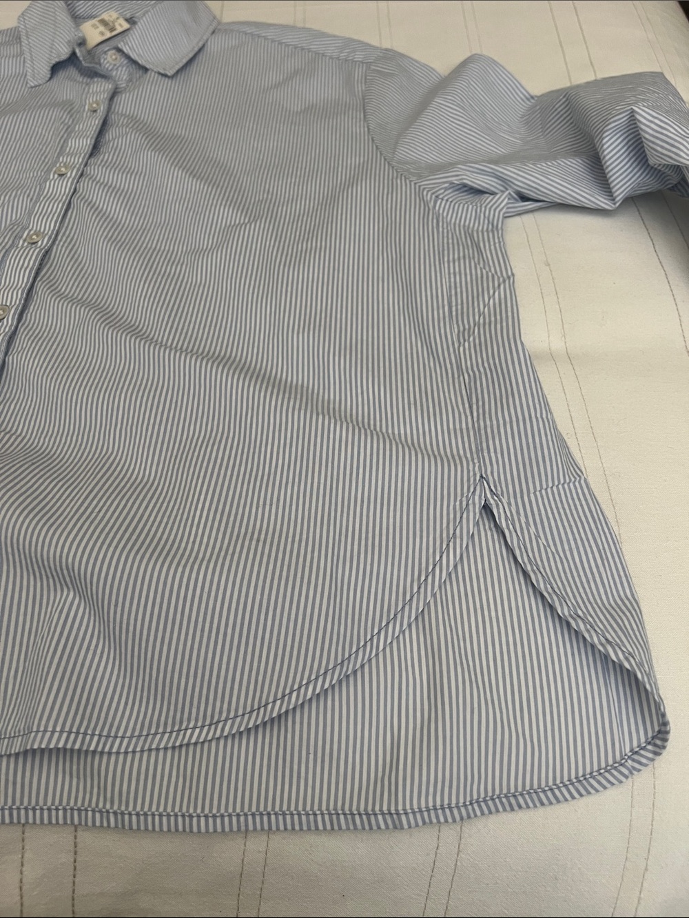 Aerie “Good Day Coverup Button Down Shirt” Blue White Stripe Oversized Size XS - Picture 6 of 12